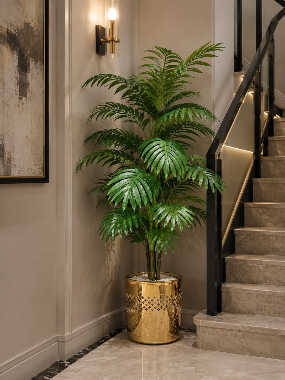 Luxury Golden Metallic Pot with Plants