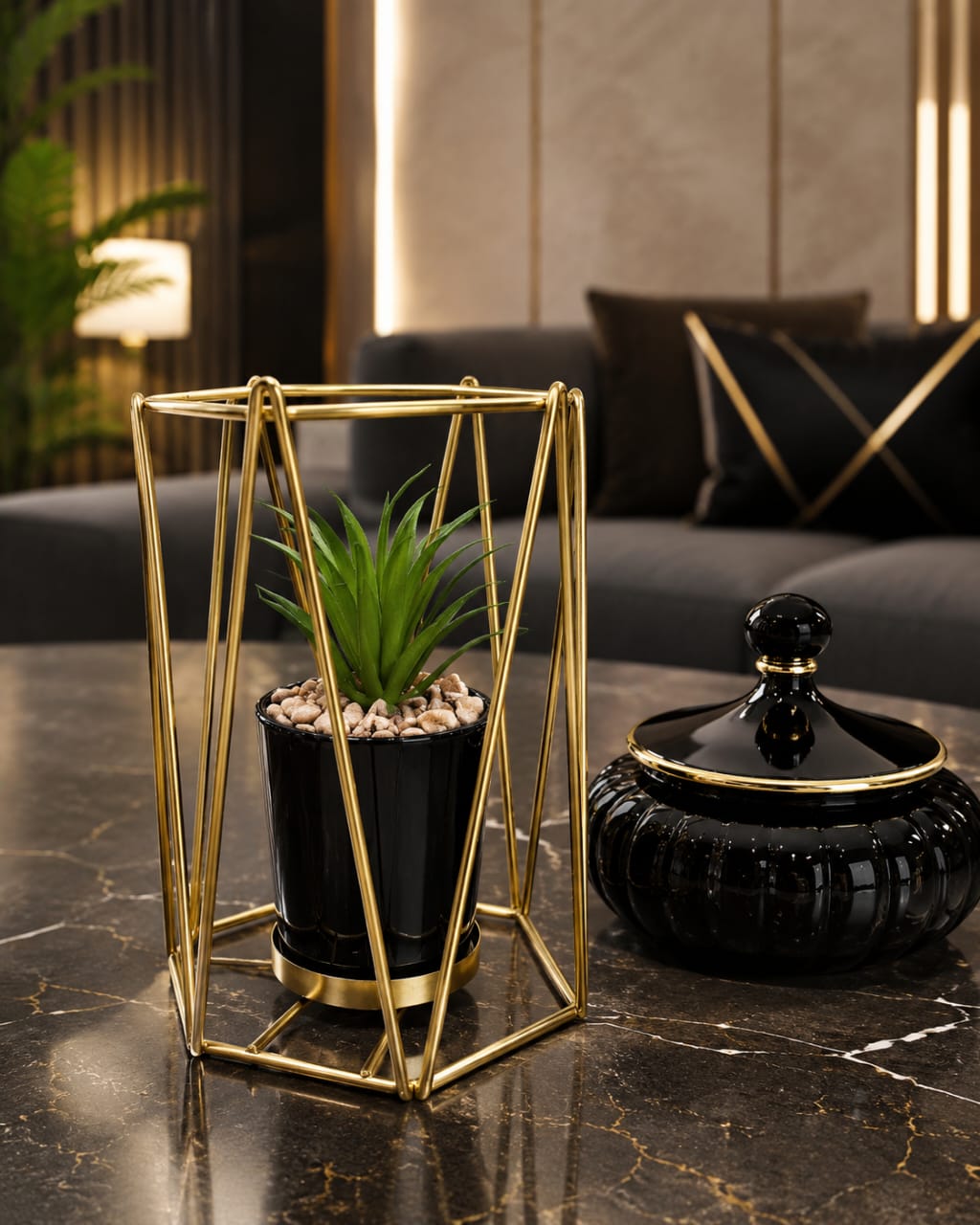 Luxury Geometric Gold Planter