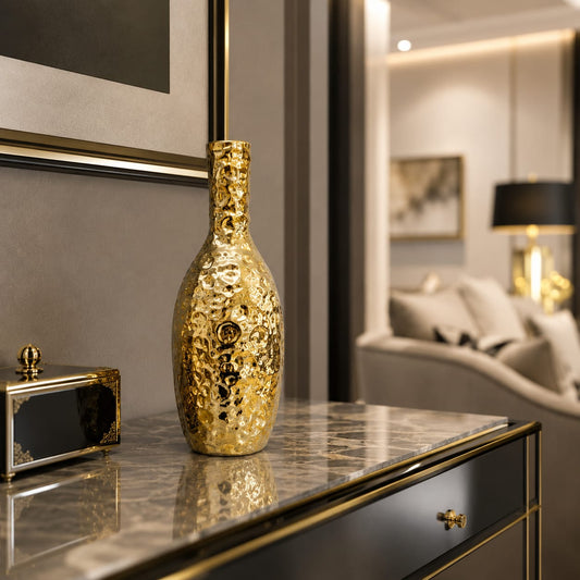 Premium Gold-Plated Ceramic Vase