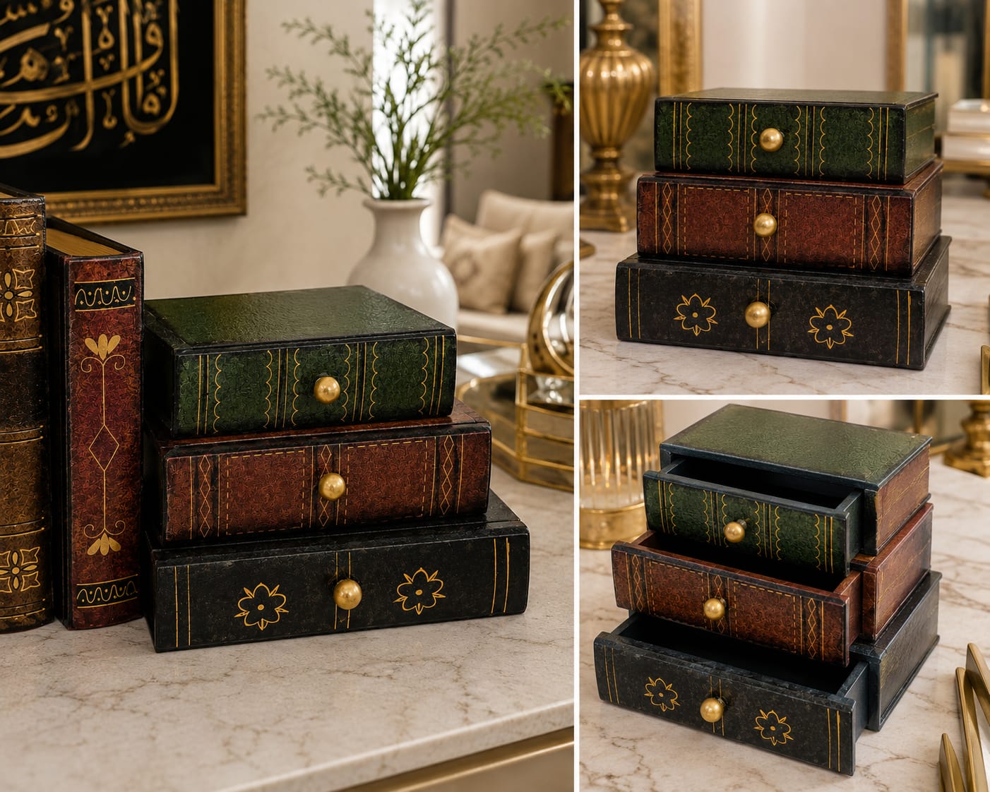 Vintage Book-Style Mini Drawer Organizer