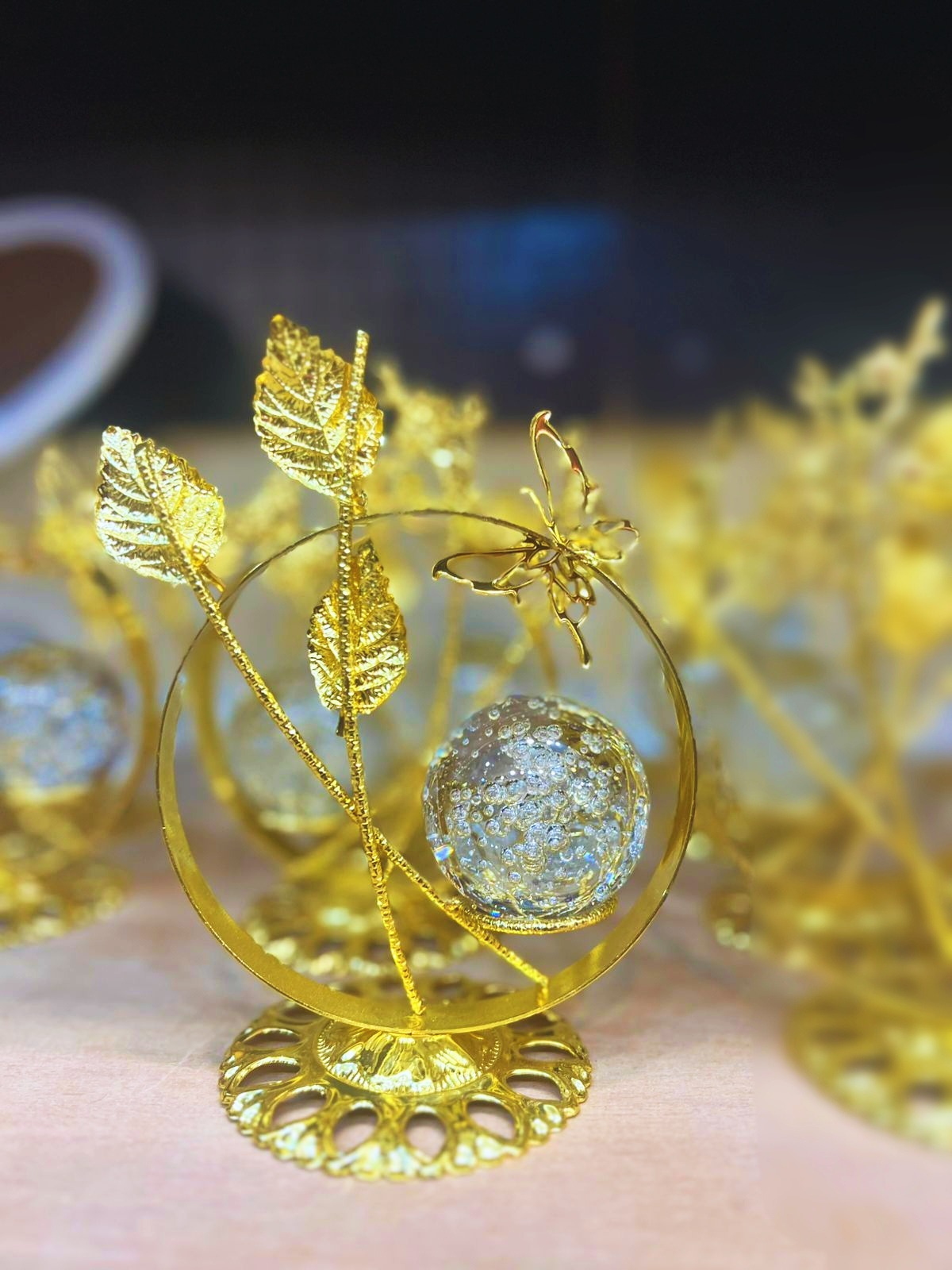 Golden Butterfly Crystal Centerpiece