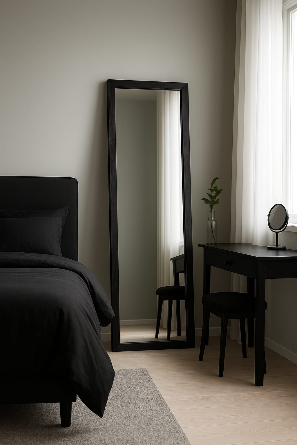 Soft Frame Standing Mirror-White