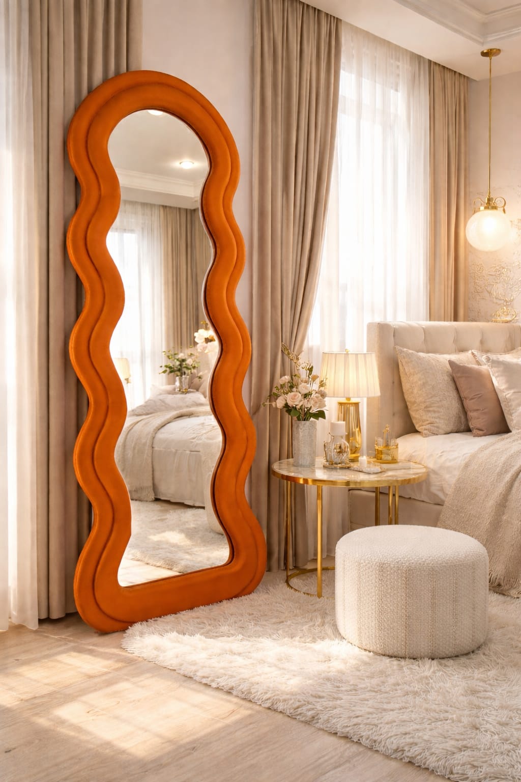 Noir Wave Sculptural Full Length Mirror