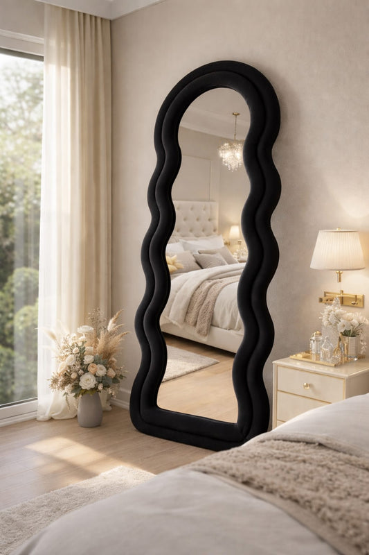Noir Wave Sculptural Full Length Mirror