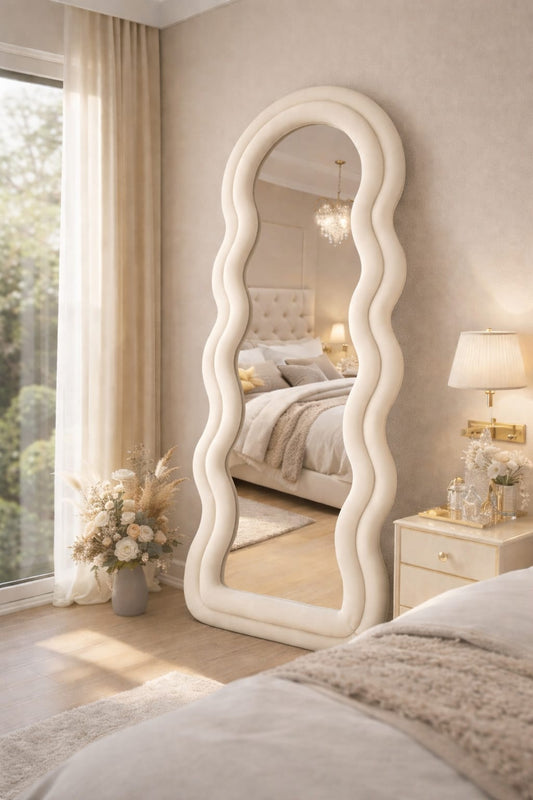 Noir Wave Sculptural Full Length Mirror