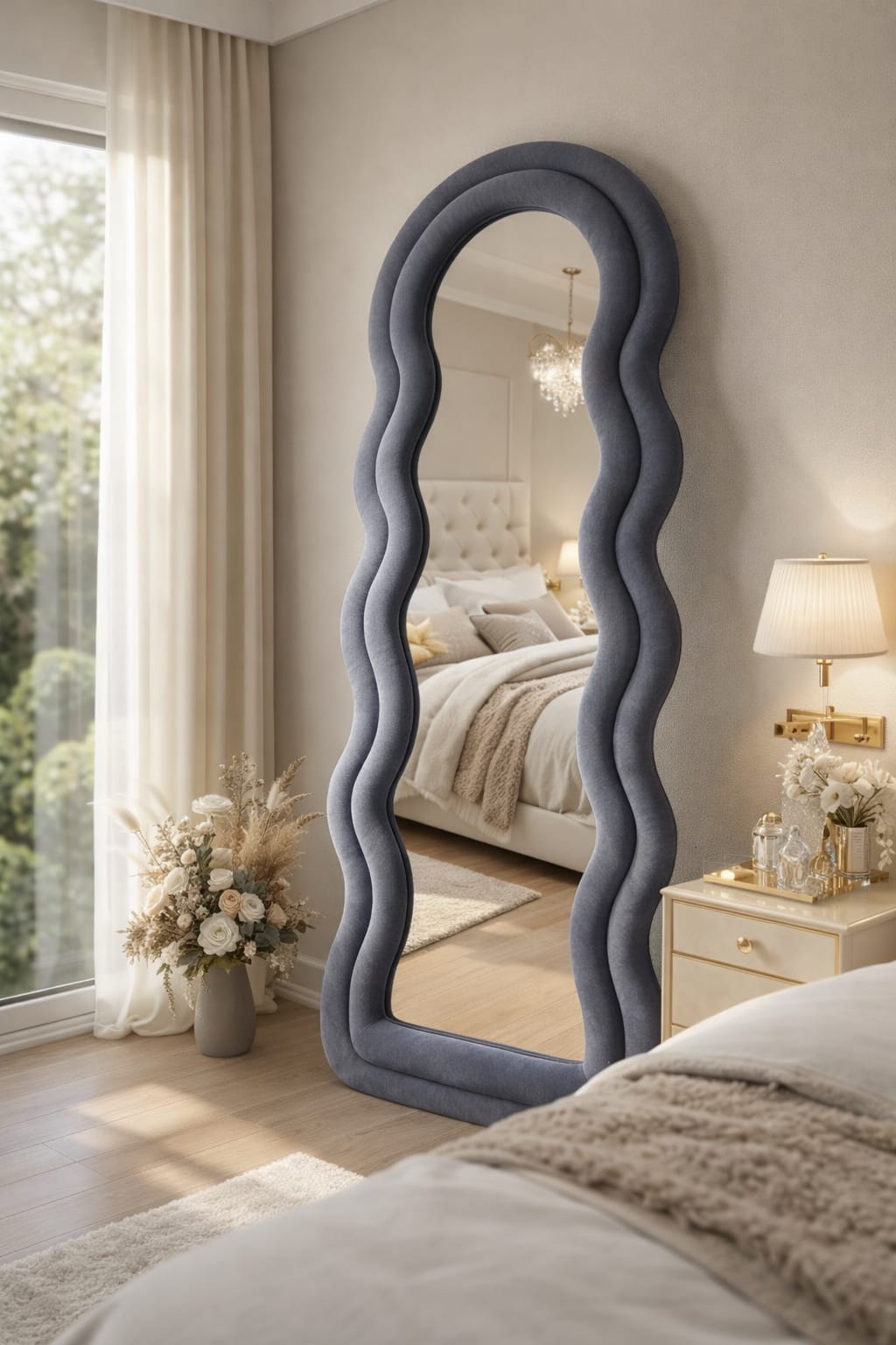 Noir Wave Sculptural Full Length Mirror