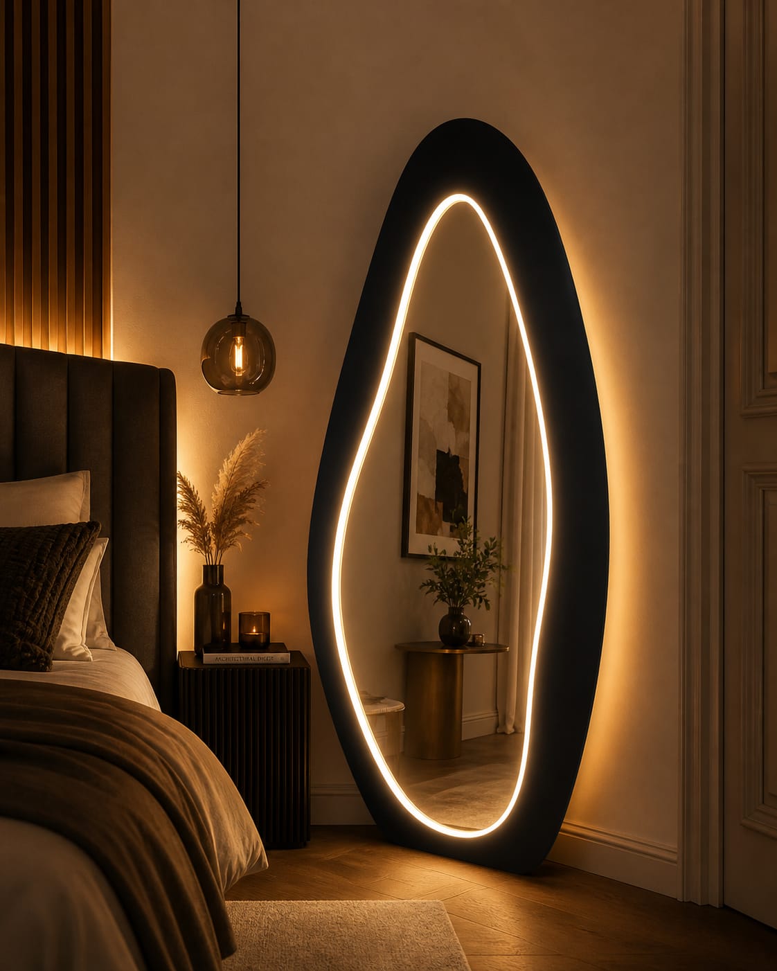 Modern Sculptural Mirror for Living Room
