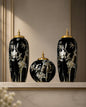 Classic Noir Storage Jars with Artistic Gold Finish