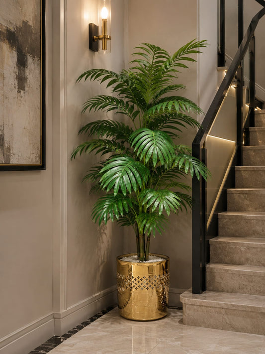 Luxury Golden Metallic Pot with Plants