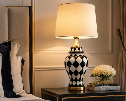 Zigzag Ceramic Table Lamp(Pair)