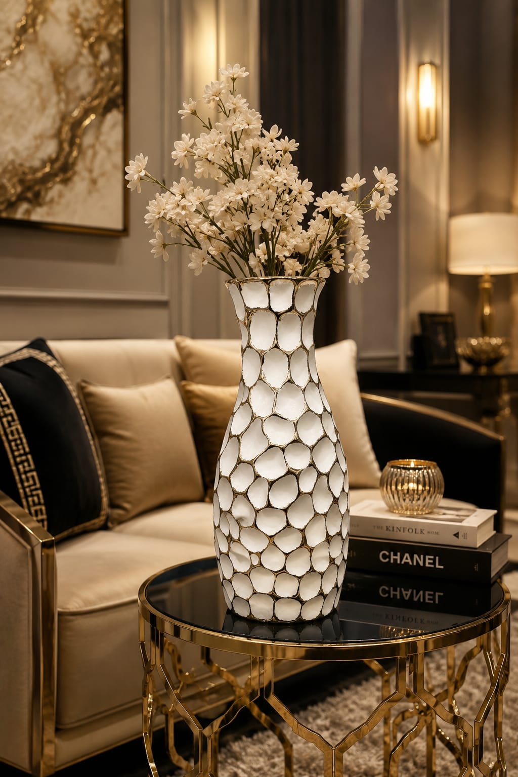 Luxury Gold Mosaic Ceramic Vase