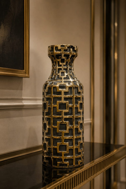 Contemporary Black Ceramic Decorative Vase