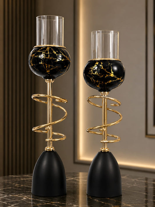 Luxury Black Candle Holder-Pair