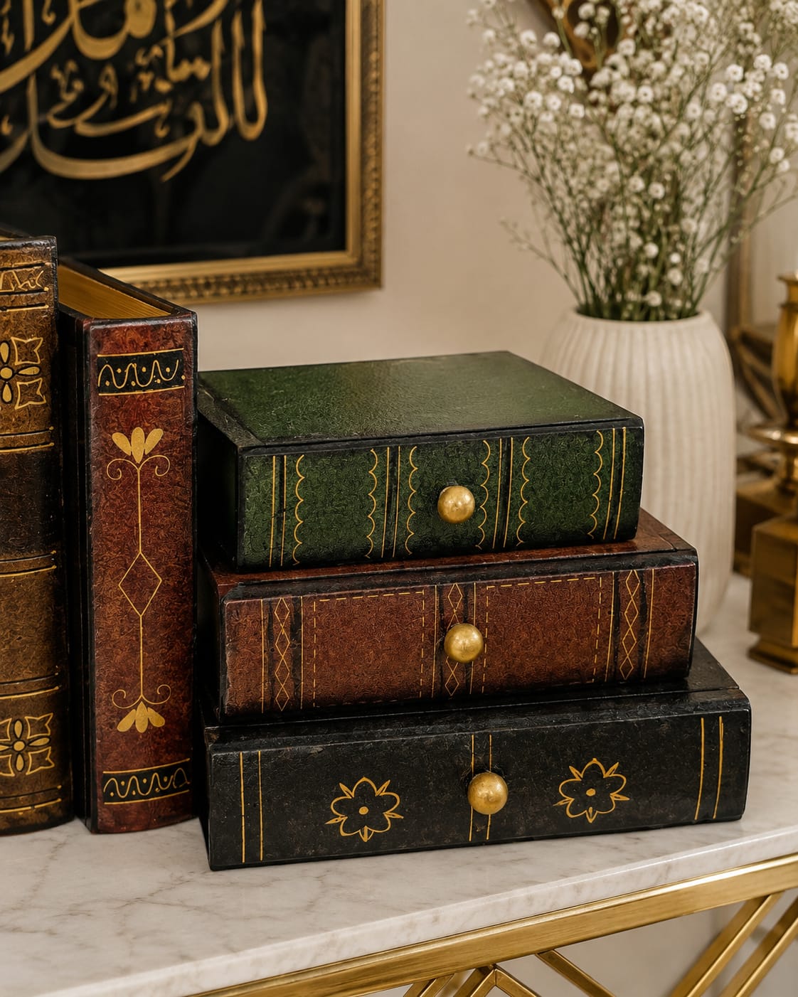 Vintage Book-Style Mini Drawer Organizer