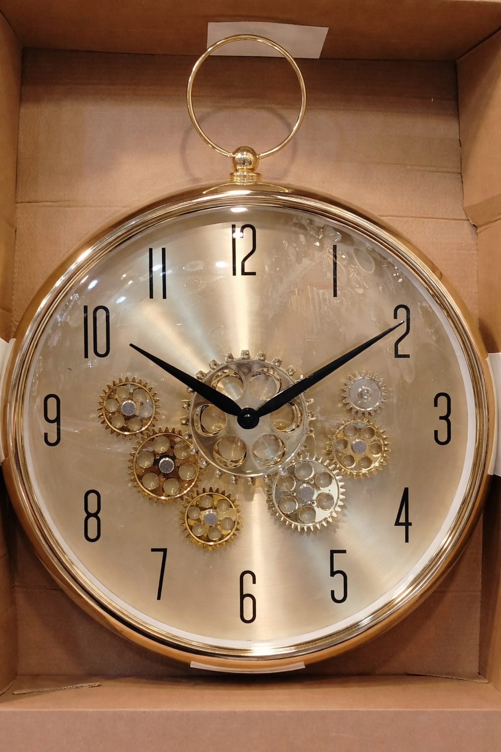 Luxury Gold Gear Wall Clock – Mechanical Scrolling Machine