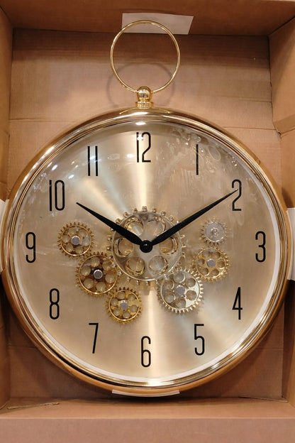 Luxury Gold Gear Wall Clock – Mechanical Scrolling Machine