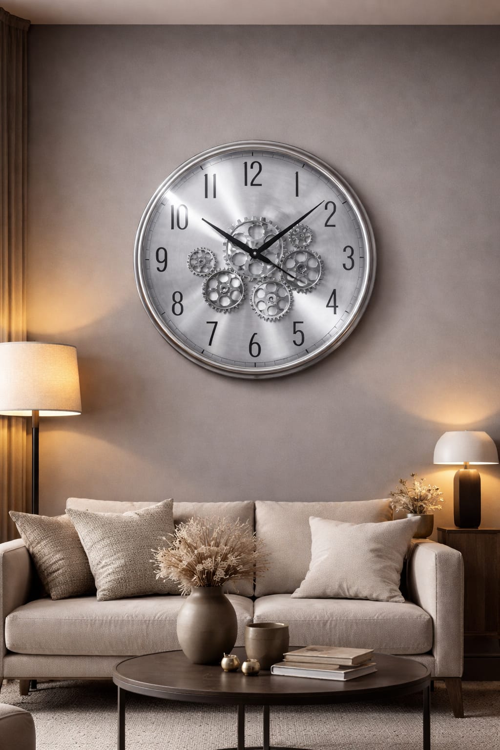 Luxury Gold Gear Wall Clock – Mechanical Scrolling Machine