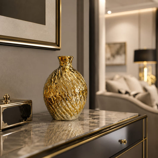 Premium Gold-Plated Ceramic Vase