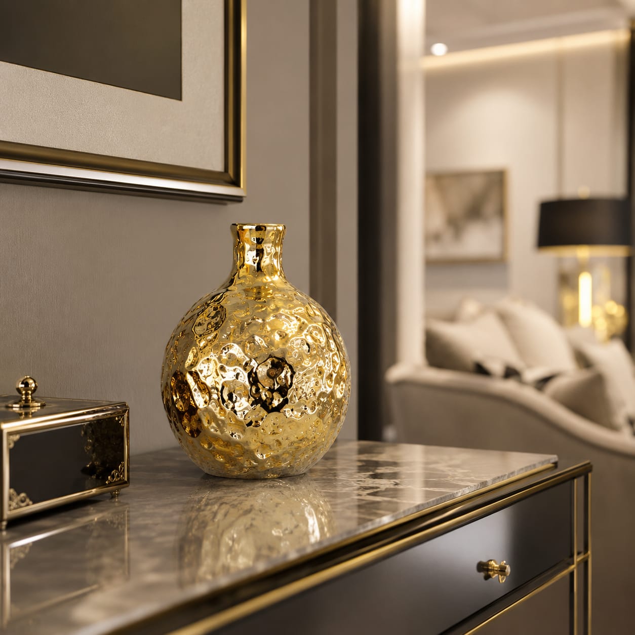 Premium Gold-Plated Ceramic Vase