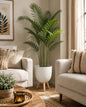 Minimal White Pot with Planter & Wooden Stand