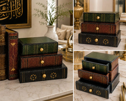 Vintage Book-Style Mini Drawer Organizer