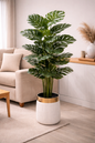 Modern White Planter Pot with Artificial Plants